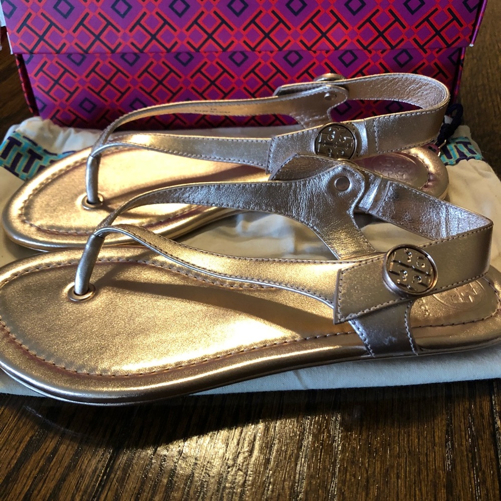 Tory Burch. Rose Gold Minnie Travel Sandal